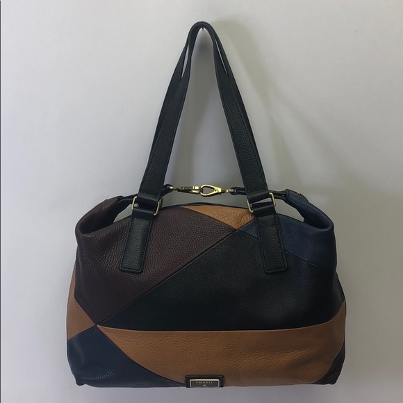 Fossil Handbags - Fossil Brown Patchwork Satchel New shoulder Bag